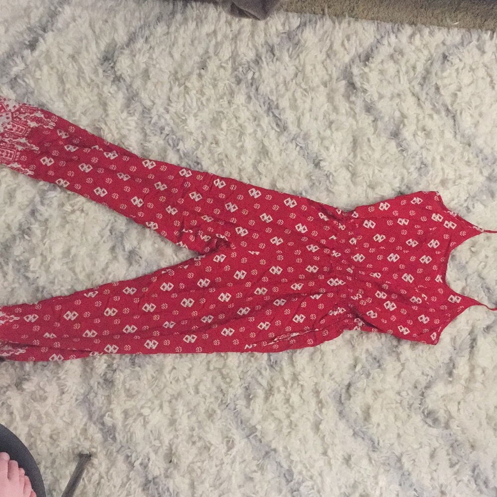 Triple Five Soul Red Patterned Jumpsuit